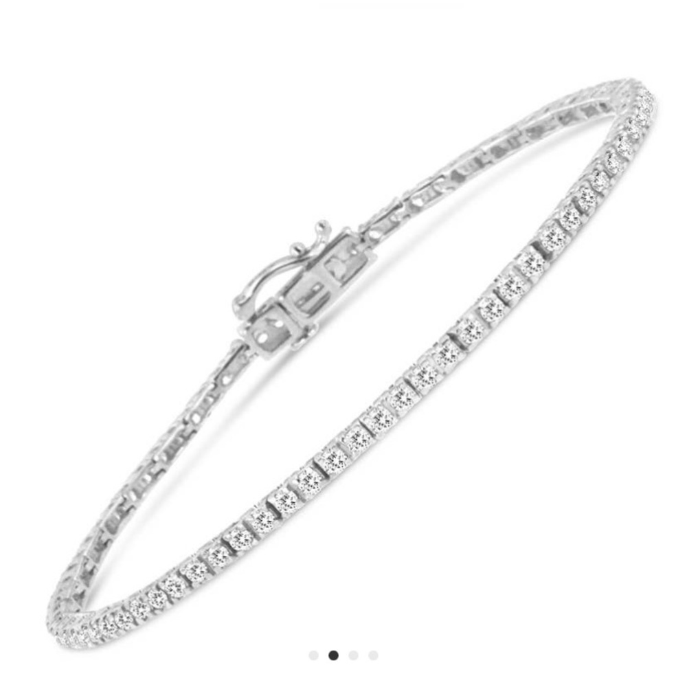 .925 Sterling Silver 2 carat diamond tennis bracelet